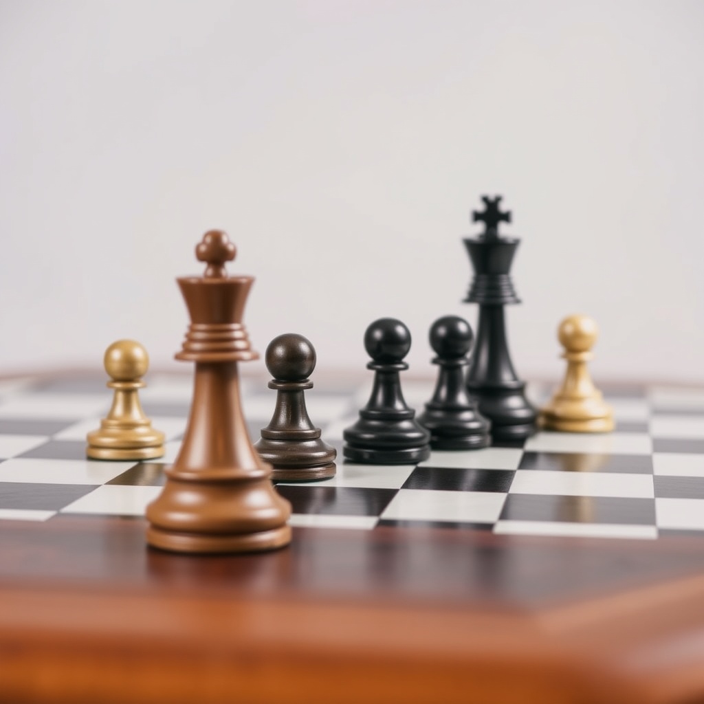 A professional stock photo of a chessboard with strategic pieces in play, symbolising advanced planning and strategy in asset protection.