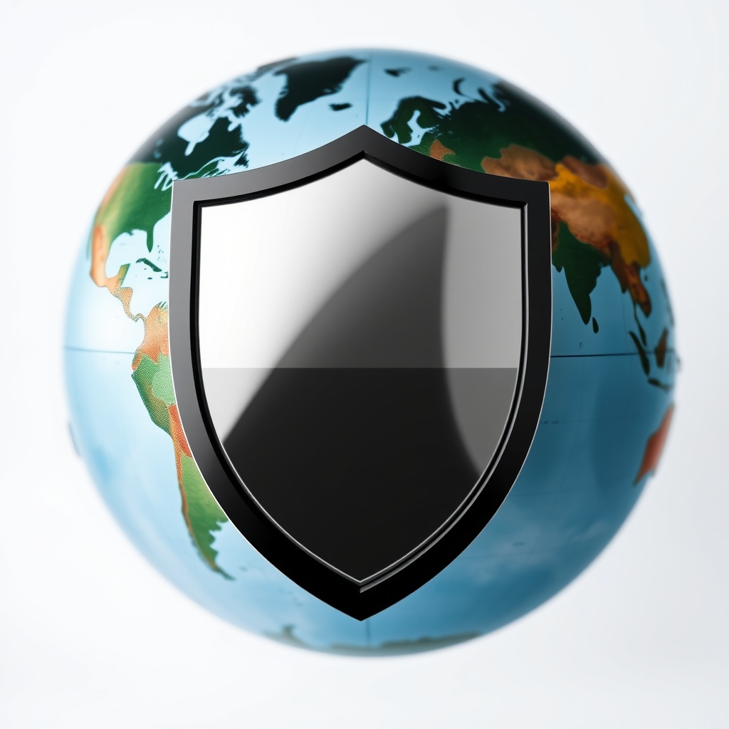 A professional stock photo of a globe with a shield overlay, symbolizing international asset protection strategies.