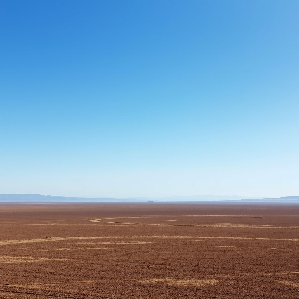 A vast, untouched landscape under a clear blue sky, symbolizing the permanence and non-depreciable nature of land.