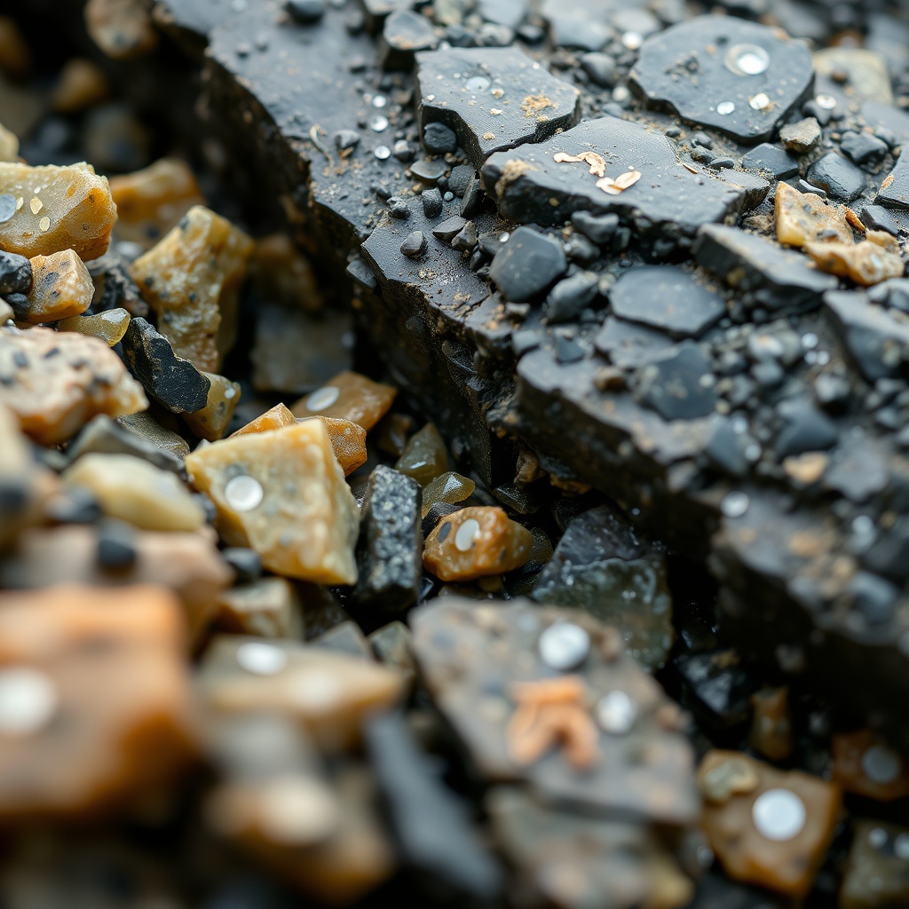 A close-up of raw minerals or oil in their natural state, highlighting the concept of natural resources as non-depreciable assets.