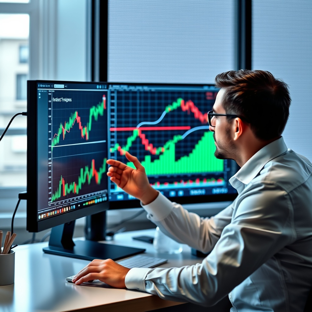 A professional analyzing financial charts on a computer screen, representing the analysis of liquid assets.