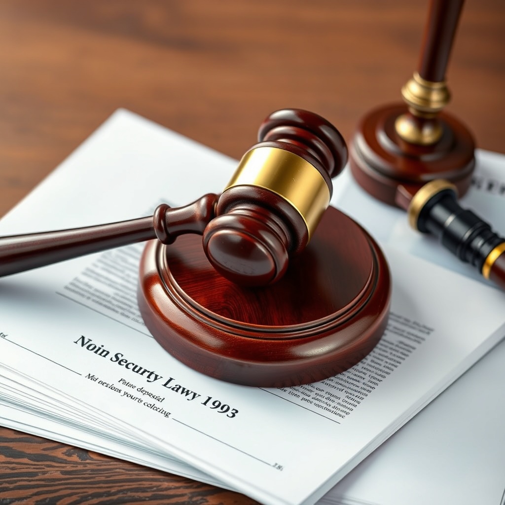 A professional image of a gavel resting on a stack of legal documents, symbolizing Massachusetts law on tenants' security deposits.