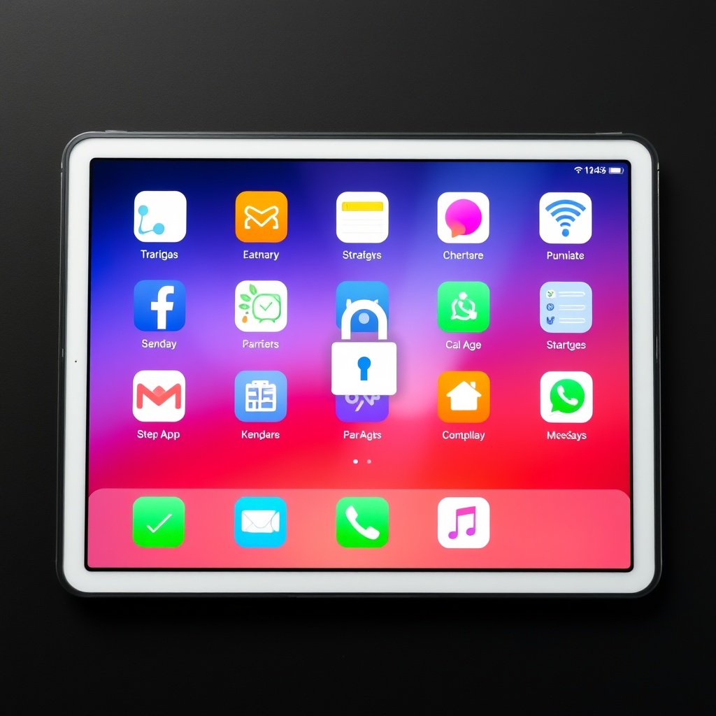 A professional stock photo of a digital tablet displaying various app icons and a secure login screen, representing the challenge of finding digital assets.