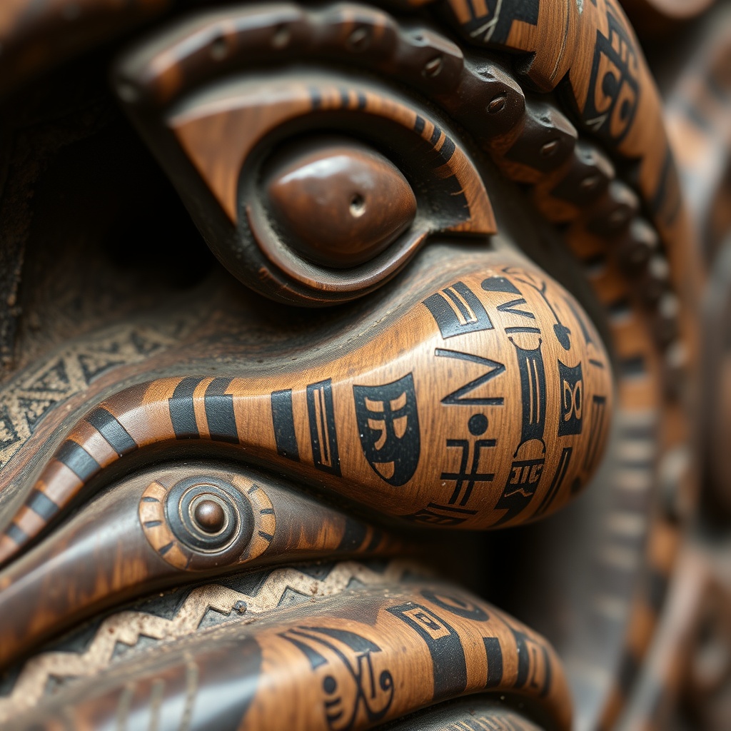 A detailed close-up of a traditional Maori carving or artifact, representing the unique considerations and cultural significance of Maori land shares and other unique assets in estate planning.