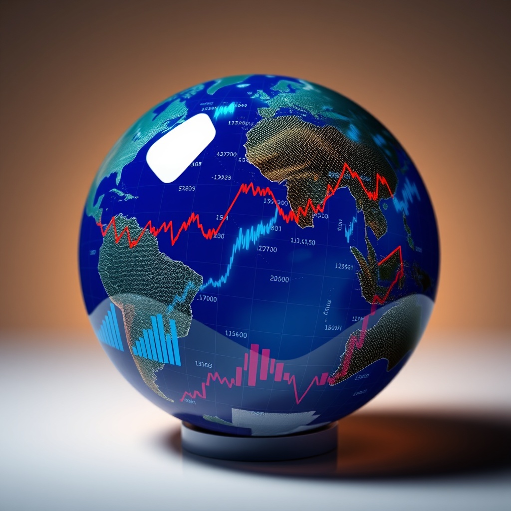 A professional stock photo of a globe with financial charts and graphs overlaying it, symbolizing the comparison of risk-weighted assets across different jurisdictions.