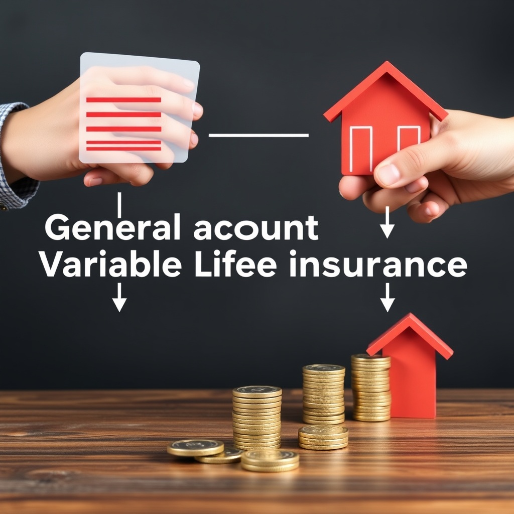 A professional stock photo depicting the financial connection between general accounts and variable life insurance, showing a conceptual representation of funding flow without any text.
