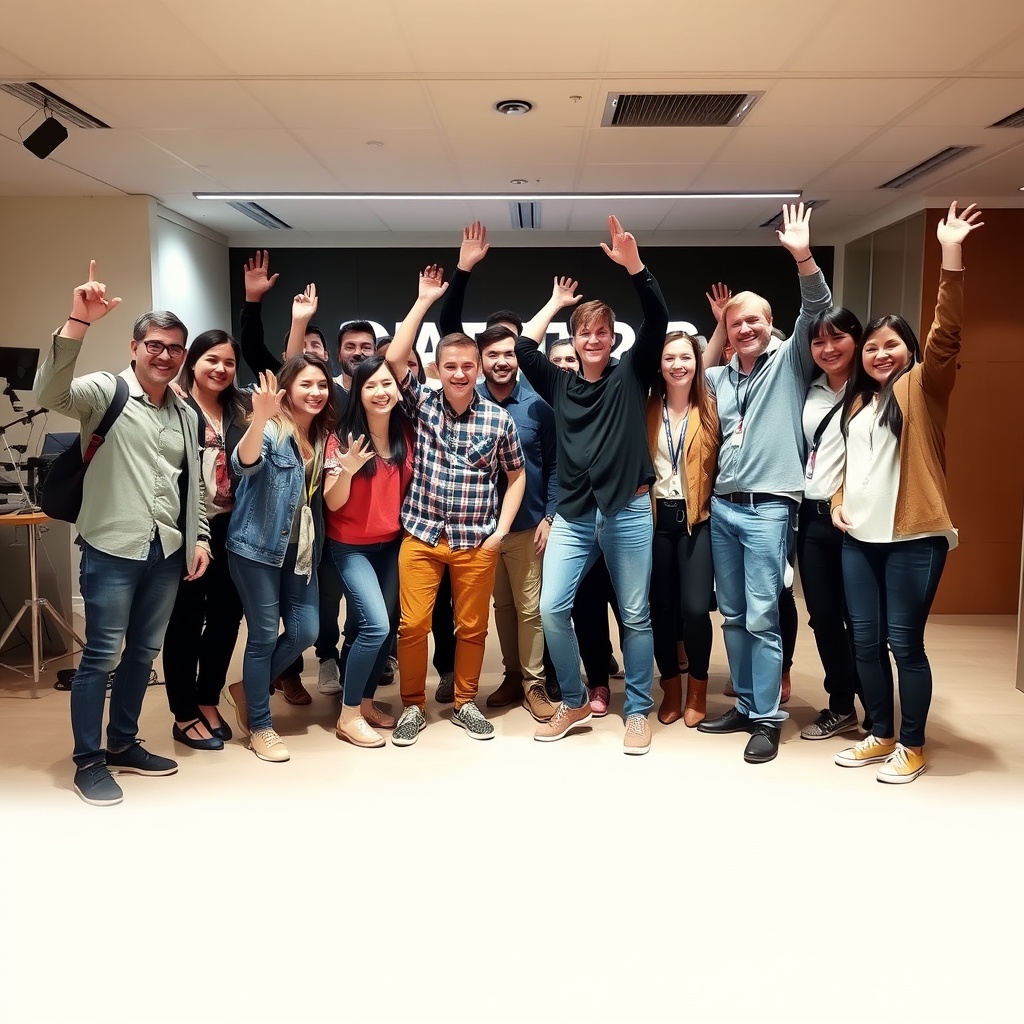 A startup team celebrating a successful funding round, highlighting the benefits of crowdfunding and alternative finance for startups and SMEs in the EU.