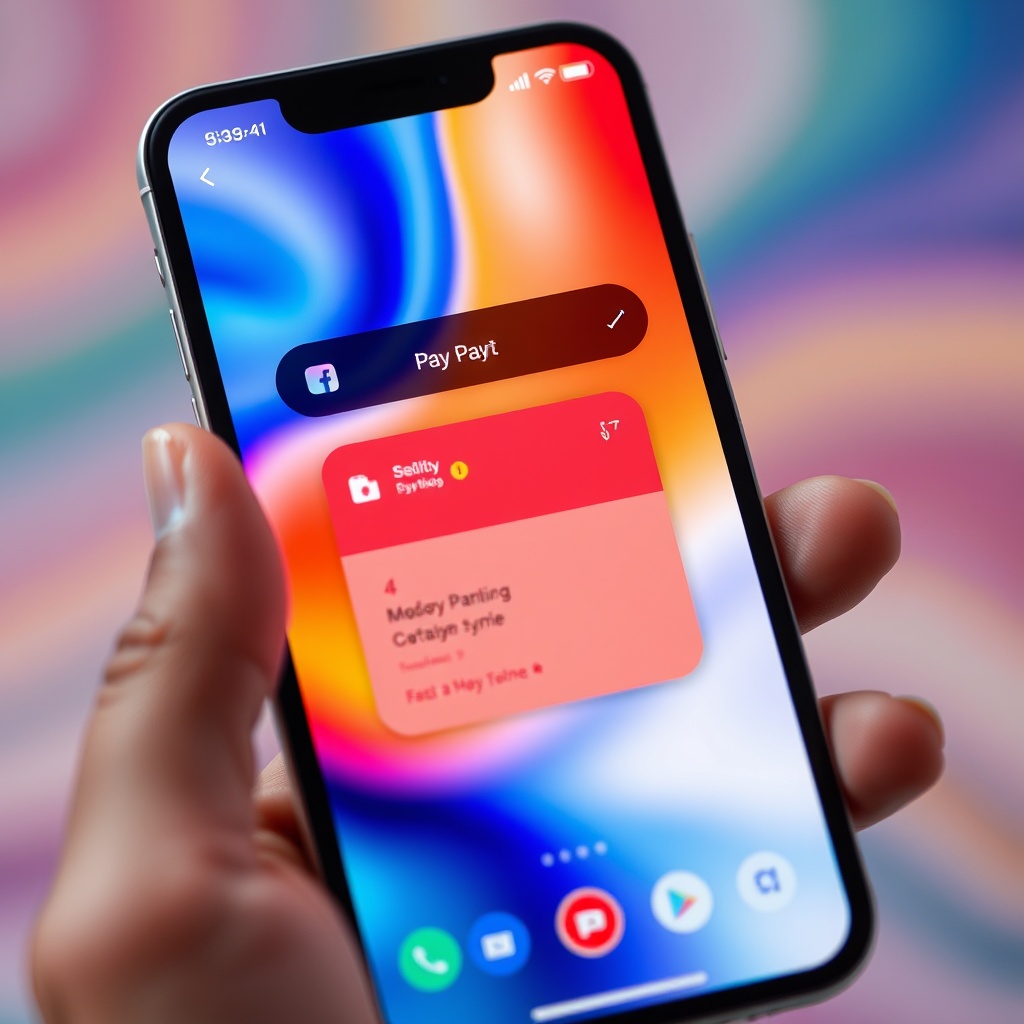 A vibrant social media app interface on a smartphone with a payment feature being used, showcasing the integration of digital payments within social platforms.
