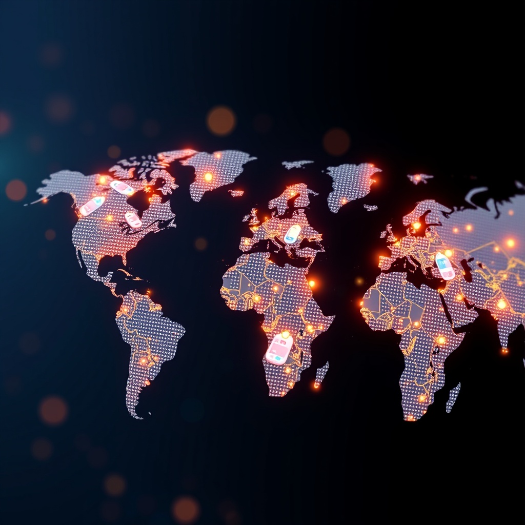 A conceptual image of global FinTech collaboration, showcasing the EU's position and international cooperation in the digital finance sector.