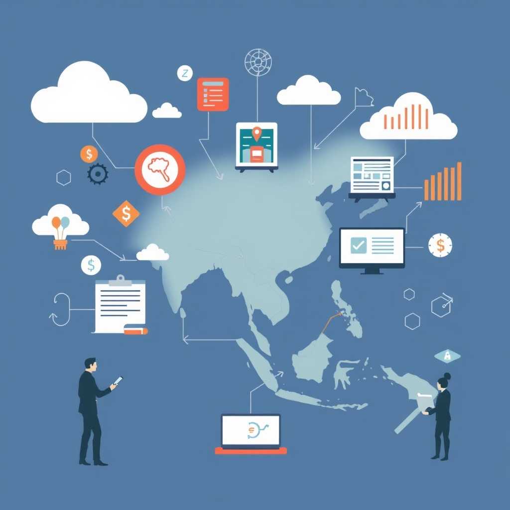 A professional image illustrating the tools and resources for fund managers, including software platforms, educational materials, and networking opportunities in Asia's PE and VC landscape.