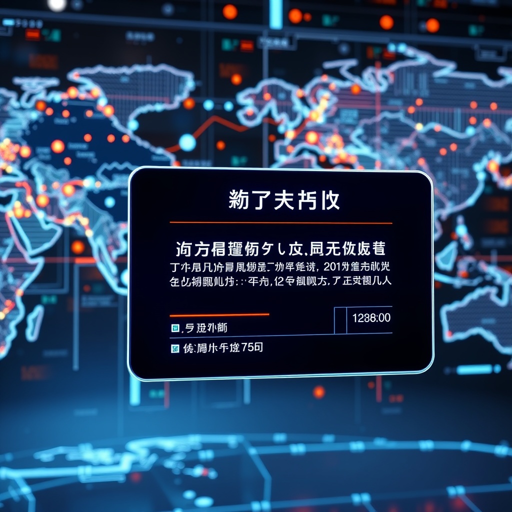 A futuristic digital interface displaying global trade routes and financial transactions, symbolizing the impact of Chinese bank financing on global shipping dynamics.