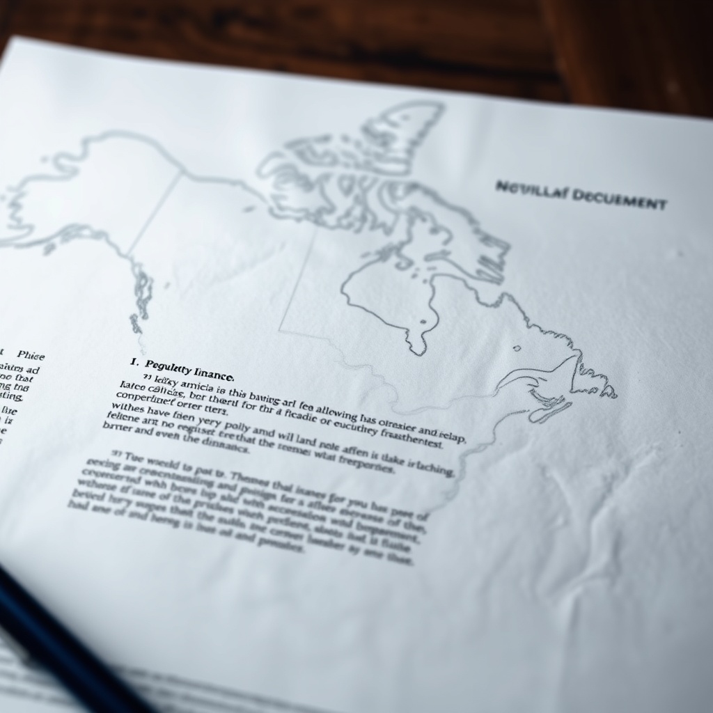 A professional stock photo depicting a regulatory document with a North American map in the background, symbolizing the policy and regulatory framework in shipping finance.