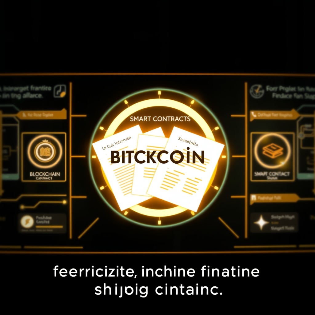 A digital interface displaying blockchain technology and smart contracts, representing the role of technology in revolutionizing shipping finance.