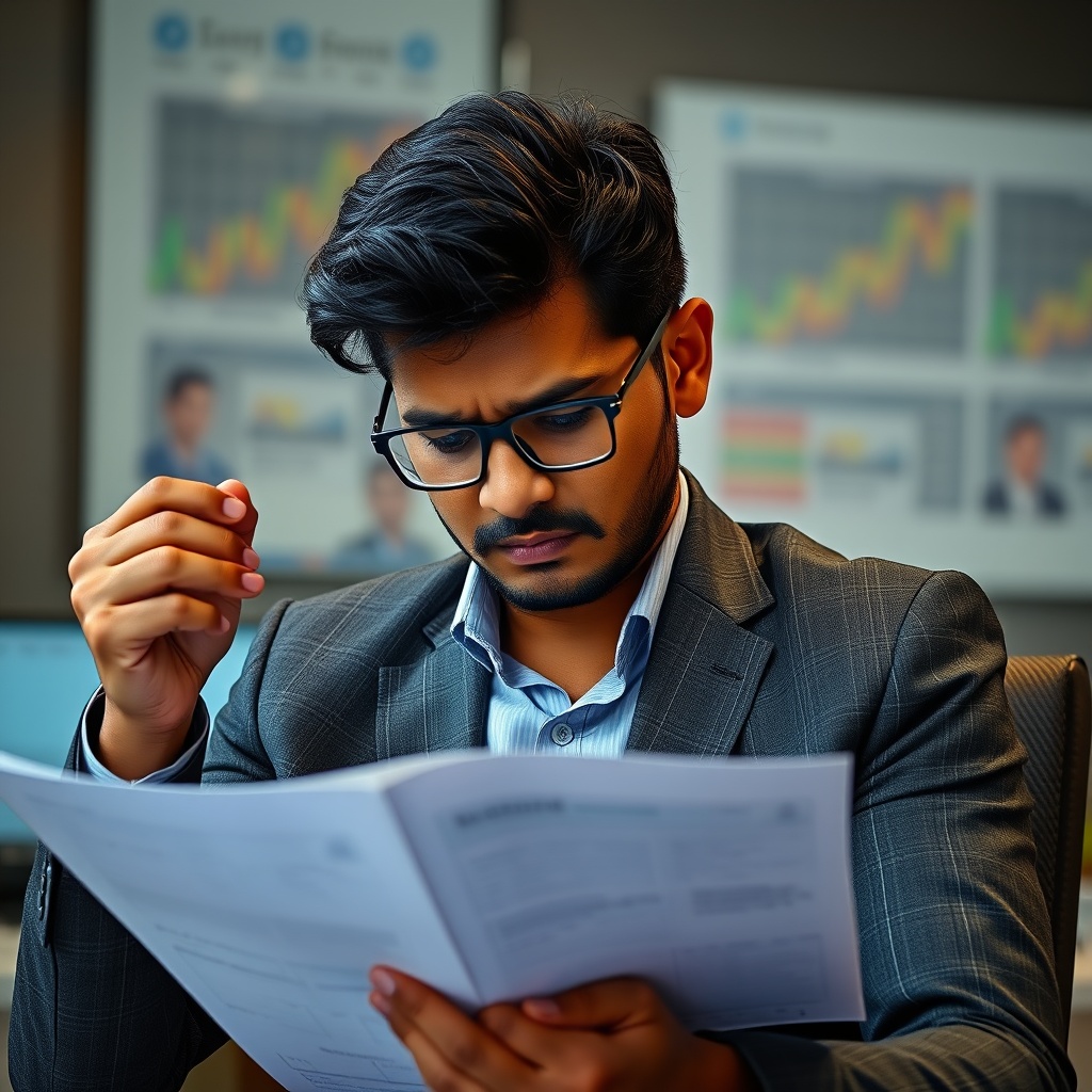 Professional stock photo of a person reviewing cryptocurrency transaction records with a concerned expression, highlighting compliance and regulatory oversight in a Sri Lankan business environment.